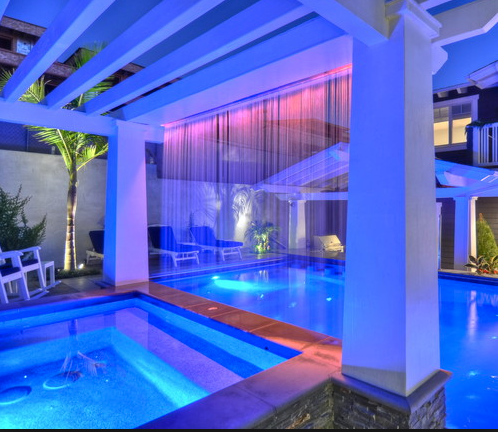 The Tsunami Water Screen&trade; Water scrim or water curtain, H2O screen at a pool